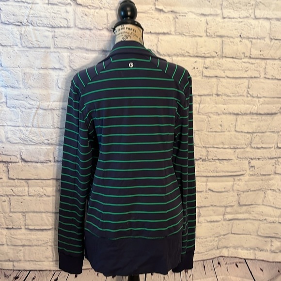 Lululemon Nice Asana Jacket in Shalom Stripe/Inkwell Pockets Zipper Yoga Size 12 - Picture 7 of 11